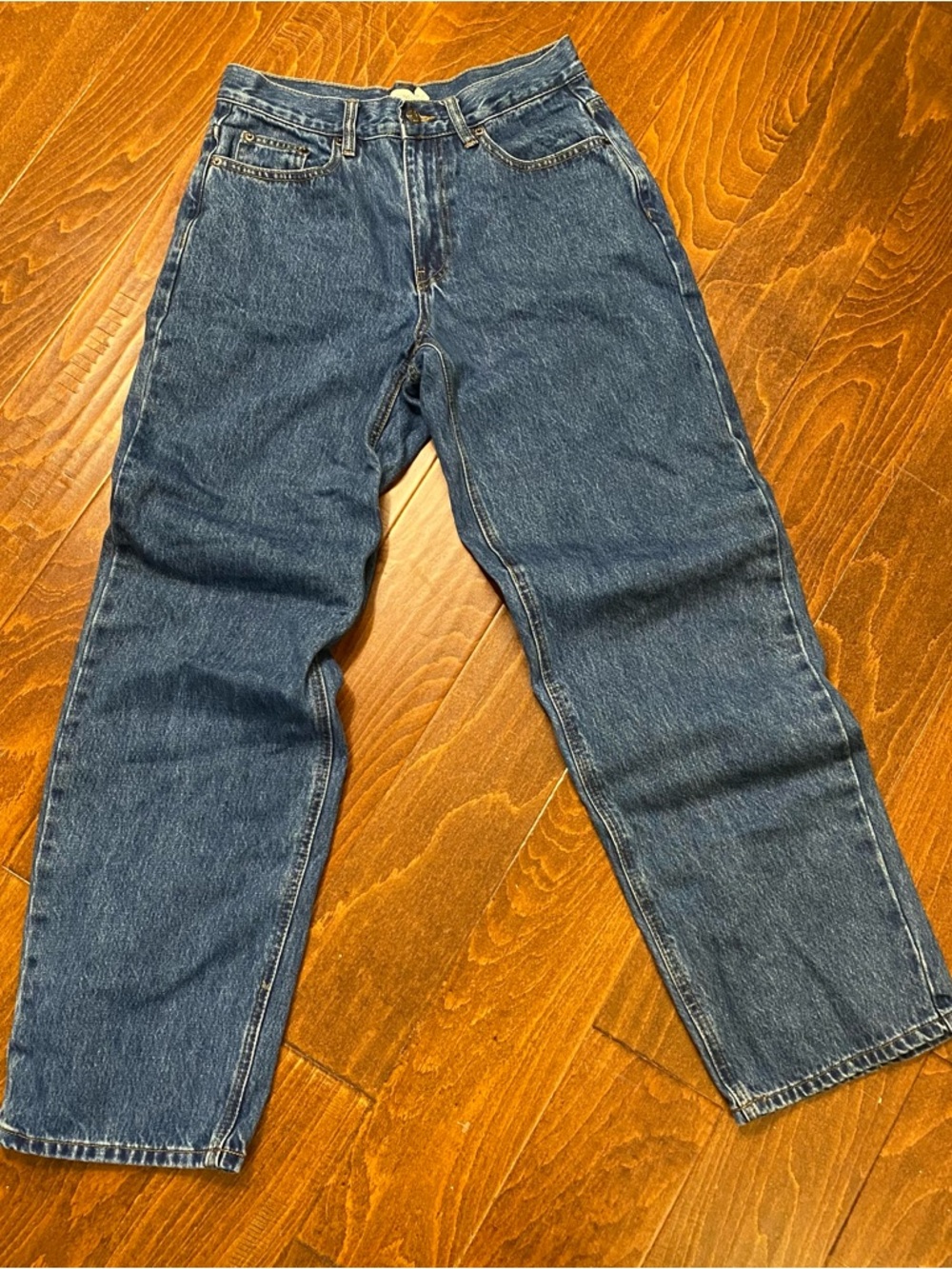 High Rise Straight Leg Jeans Women Size 8 32 Inseam 100% Cotton Medium Wash - Picture 6 of 7